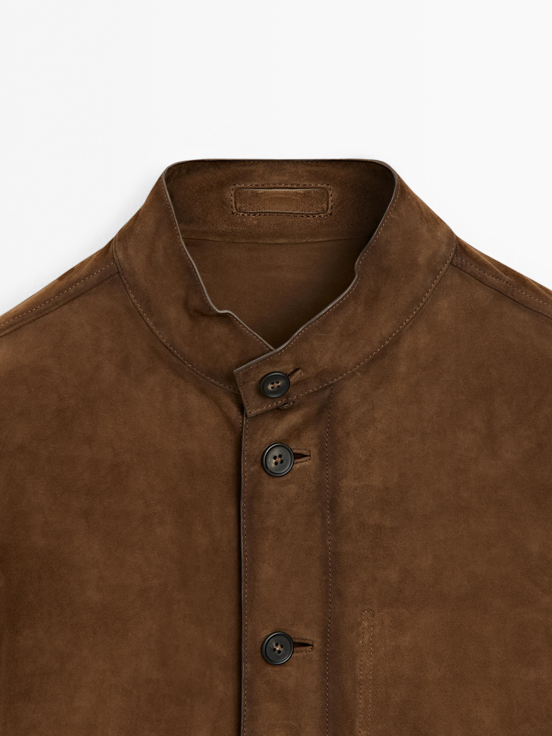 Veste en cuir finition daim